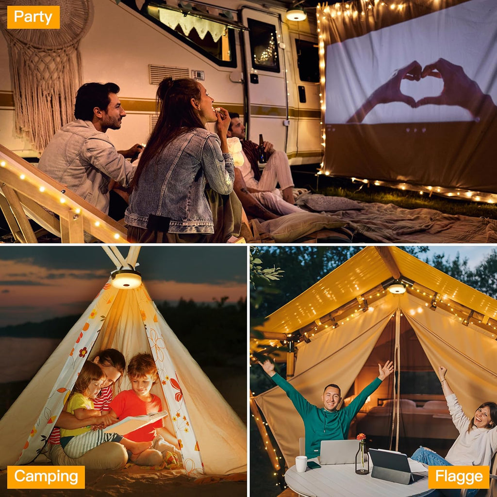 Ollny 10M Camping Lichterkette Aufrollbar (USB, 8 Beleuchtungsmodi, Timer Dimmbar, IP44 Wasserdichte)