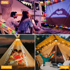Ollny Camping Lichterkette Warmweiß Bunt Lichterkette (USB, 9 Beleuchtungsmodi, IP44 Wasserdichte)
