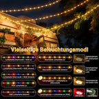 Ollny Camping Lichterkette Warmweiß Bunt Lichterkette (USB, 9 Beleuchtungsmodi, IP44 Wasserdichte)