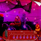 Ollny S17 Halloween-Lichterkette für den Außenbereich, lila und orange (IP45 wasserdicht, 8 Modi, Steckeranschluss)