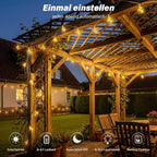 Ollny G50 Solar Lichterkette Aussen für Garten, Balkon Deko (Warmweiß, 8 Modi, Timer Dimmbar, IP45 Wasserdichte)