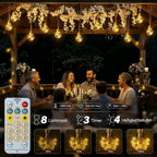 Ollny G50 Solar Lichterkette Aussen für Garten, Balkon Deko (Warmweiß, 8 Modi, Timer Dimmbar, IP45 Wasserdichte)