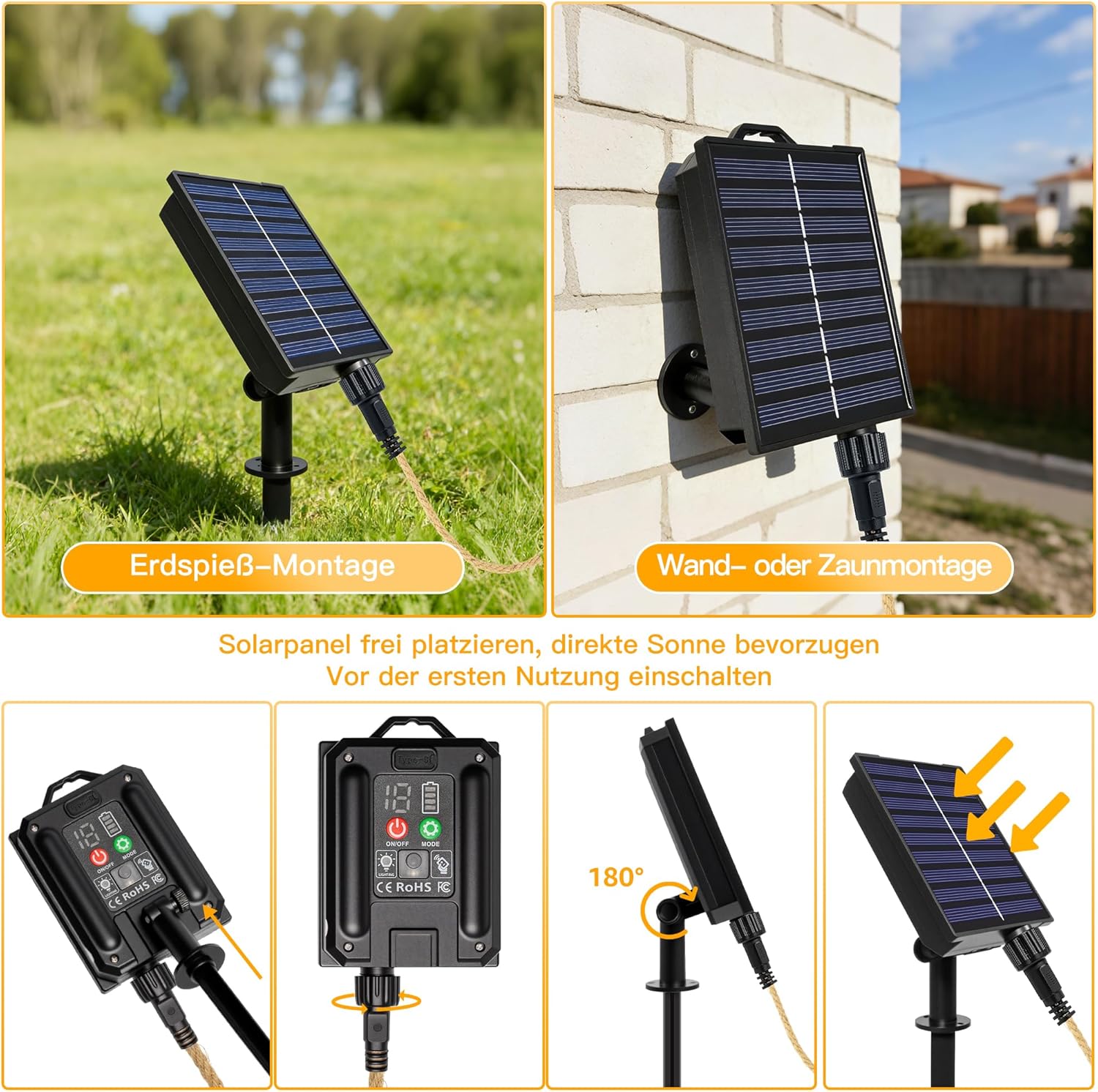 Ollny G50 Solar Lichterkette Aussen für Garten, Balkon Deko (Warmweiß, 8 Modi, Timer Dimmbar, IP45 Wasserdichte)
