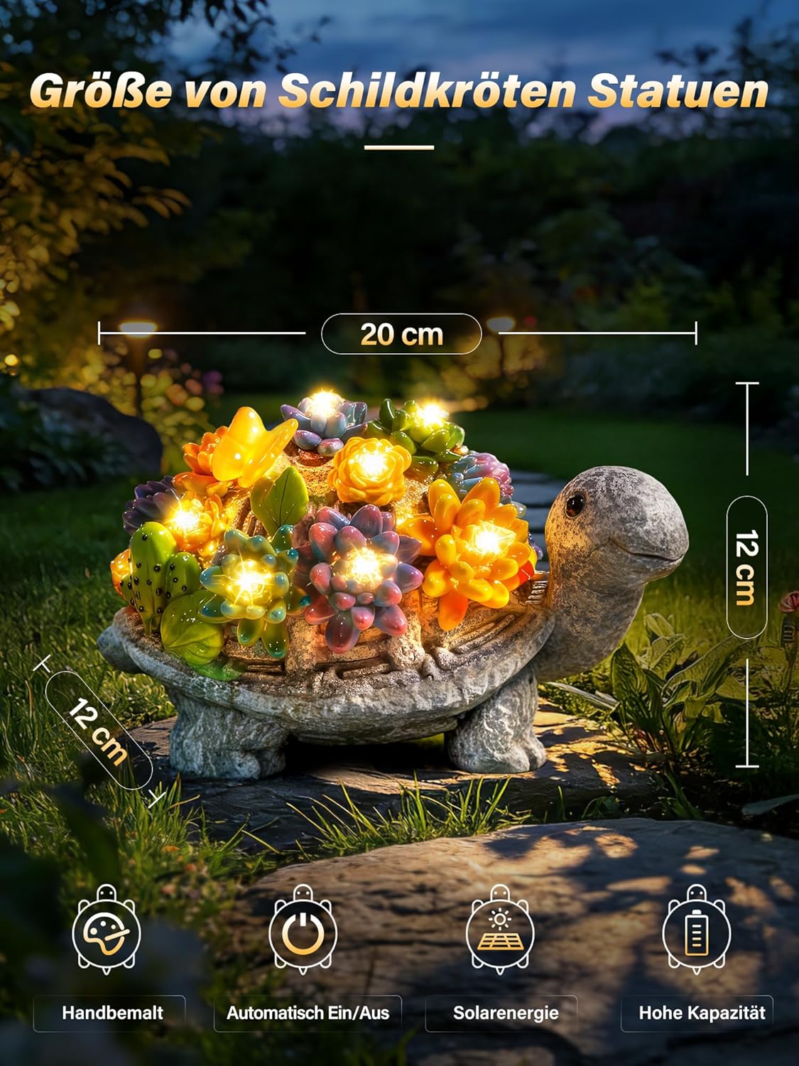 Ollny Solar-Gartenleuchten, Schildkröten-Gartenornamente – Geschenkidee für Mama, Einzugsgeschenk