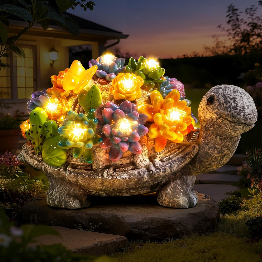 Ollny Solar-Gartenleuchten, Schildkröten-Gartenornamente – Geschenkidee für Mama, Einzugsgeschenk