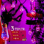 Ollny S17 Halloween-Lichterkette für den Außenbereich, lila und orange (IP45 wasserdicht, 8 Modi, Steckeranschluss)