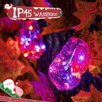 Ollny S17 Halloween-Lichterkette für den Außenbereich, lila und orange (IP45 wasserdicht, 8 Modi, Steckeranschluss)
