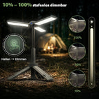 Ollny Teleskop Campinglampe Aufladbar mit Akku und Stativ (USB Powerbank, 3 Lichtfarben & Dimmbar, IP44 Wasserdichte)