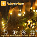 Ollny 1000 LEDs 100m Lichterkette für den Garten (Warmweiß, grünes Kabel, Steckeranschluss, 8 Modi)