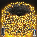 Ollny 1000 LEDs 100m Lichterkette für den Garten (Warmweiß, grünes Kabel, Steckeranschluss, 8 Modi)