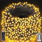 Ollny 1000 LEDs 100m Lichterkette für den Garten (Warmweiß, grünes Kabel, Steckeranschluss, 8 Modi)
