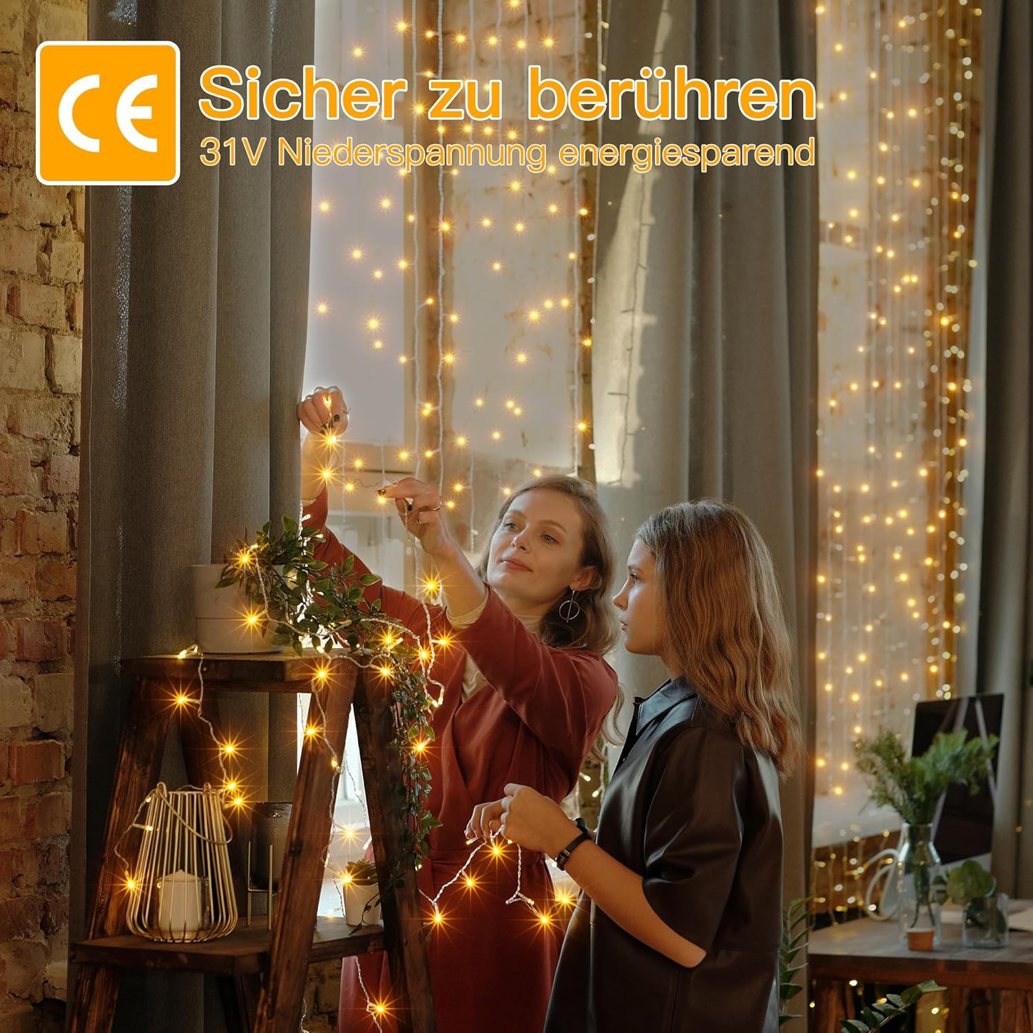 Ollny 800 LEDs 80m Lichterkette für Weihnachten (Warmweiß, Transparentes Kabel, Steckeranschluss, 8 Modi)
