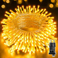 Ollny 100 LED 10m Warmweiße Lichterkette für Weihnachten (Transparentes Kabel, Steckeranschluss, 8 Modi)