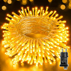 Ollny 100 LED 10m Warmweiße Lichterkette für Weihnachten (Transparentes Kabel, Steckeranschluss, 8 Modi)