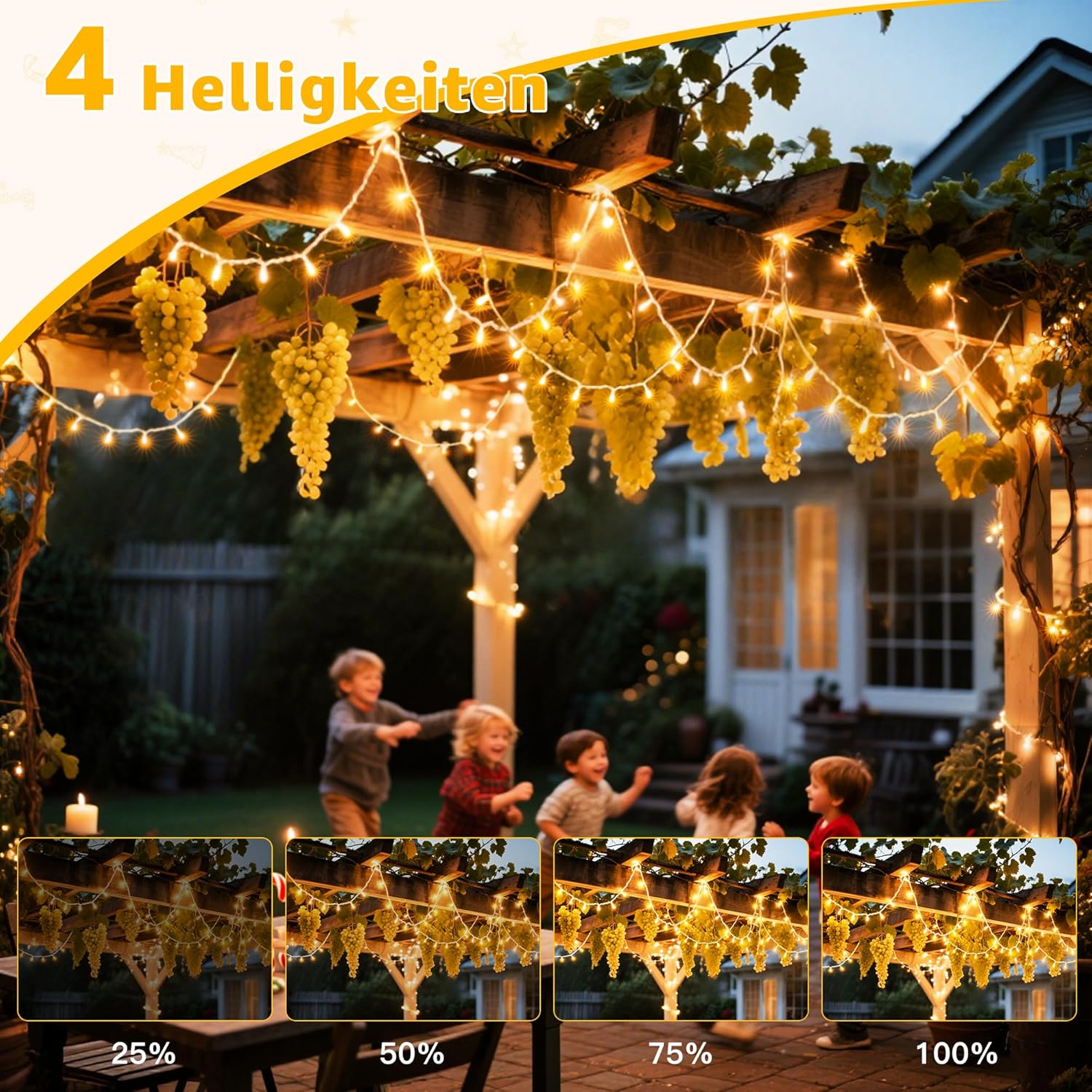 Ollny 800 LEDs 80m Lichterkette für Weihnachten (Warmweiß, Transparentes Kabel, Steckeranschluss, 8 Modi)