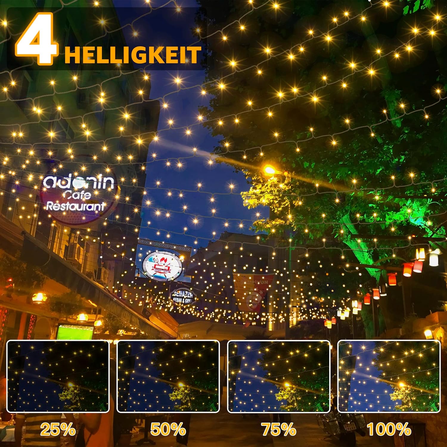 Ollny 400 LED 40m Warmweiße Lichterkette für Weihnachten (Transparentes Kabel, Steckeranschluss, 8 Modi)
