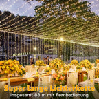 Ollny 800 LEDs 80m Lichterkette für Weihnachten (Warmweiß, Transparentes Kabel, Steckeranschluss, 8 Modi)