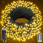 Ollny 200 LEDs 20m Lichterkette für den Garten (Warmweiß, grünes Kabel, Steckeranschluss, 8 Modi)