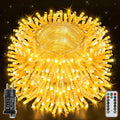 Ollny 1000 LEDs 100m Lichterkette für den Außenbereich (Warmweiß, Transparentes Kabel, Steckeranschluss, 8 Modi)