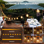 Ollny G40 Lichterkette für den Außenbereich, 10 m (15+1 Glühbirnen, verbindbar, IP45 wasserdicht, 2700 K)
