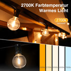 Ollny G40 Lichterkette für den Außenbereich, geeignet für Lichterketten, Garten, Balkon, Pavillon, Pergola (verbindbar, IP45 wasserdicht, 2700k)
