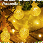 Ollny G29 Lichterkette mit Kugelmotiv (8 Modi, IP67 wasserdicht, 2700k)