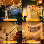 Ollny 500 LED 50m Warmweiße Lichterkette für Weihnachten (Transparentes Kabel, Steckeranschluss, 8 Modi)