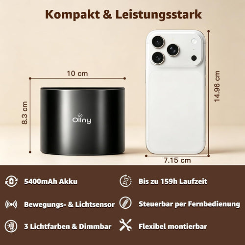 Ollny 2 Stück Akku Wandleuchte Innen mit Bewegungsmelder (Magnetische, 3 Farben, Timer Dimmbar)