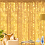 200 LED 6.6 Fuß*6.6 Fuß warmweiße Vorhanglichter mit Haken (Kupferdraht, USB, IP44 wasserdicht)