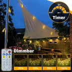 Ollny S17 Solar-Lichterkette für den Außenbereich, 6 m, 160 LEDs (16 Glühbirnen, solarbetrieben, IP45 wasserdicht, 8 Modi)
