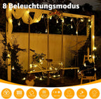 Ollny S17 Solar-Lichterkette für den Außenbereich, 6 m, 160 LEDs (16 Glühbirnen, solarbetrieben, IP45 wasserdicht, 8 Modi)