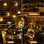 Ollny S17 Solar-Lichterkette für den Außenbereich, 10 m, 240 LEDs (24 Glühbirnen, solarbetrieben, IP45 wasserdicht, 8 Modi)