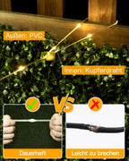 Ollny Solar Camping Lichterkette Aufrollbar (USB, 8 Beleuchtungsmodi, Timer Dimmbar, IP44 Wasserdichte)