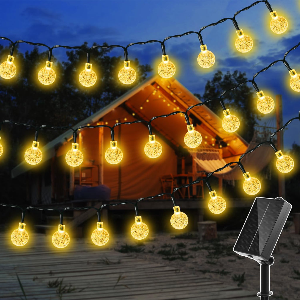 Ollny Solar Lichterkette Aussen(Warmweiß, 8 Beleuchtungsmodi, IP44 Wasserdichte)