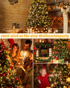 Ollny Solar Lichterkette Aussen für 150, 180, 240cm Tannenbaum (Warmweiß, 8 Beleuchtungsmodi, Timer, IP44 Wasserdichte)