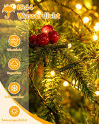 Ollny Solar Lichterkette Aussen für 150, 180, 240cm Tannenbaum (Warmweiß, 8 Beleuchtungsmodi, Timer, IP44 Wasserdichte)