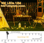 Ollny Solar Lichterkette Aussen(Warmweiß, 8 Beleuchtungsmodi, IP44 Wasserdichte)
