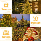 Ollny Solar Lichterkette Aussen für 150, 180, 240cm Tannenbaum (Warmweiß, 8 Beleuchtungsmodi, Timer, IP44 Wasserdichte)