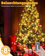 Ollny Solar Lichterkette Aussen für 150, 180, 240cm Tannenbaum (Warmweiß, 8 Beleuchtungsmodi, Timer, IP44 Wasserdichte)
