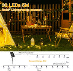 Ollny Solar Lichterkette Aussen(Warmweiß, 8 Beleuchtungsmodi, IP44 Wasserdichte)