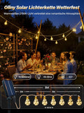 Ollny Solar Lichterkette Aussen (USB, 8 Beleuchtungsmodi, Timer Dimmbar, IP45 Wasserdichte)