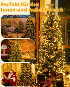 Ollny Solar Lichterkette Aussen für 150, 180, 240cm Tannenbaum (Warmweiß, 8 Beleuchtungsmodi, Timer, IP44 Wasserdichte)