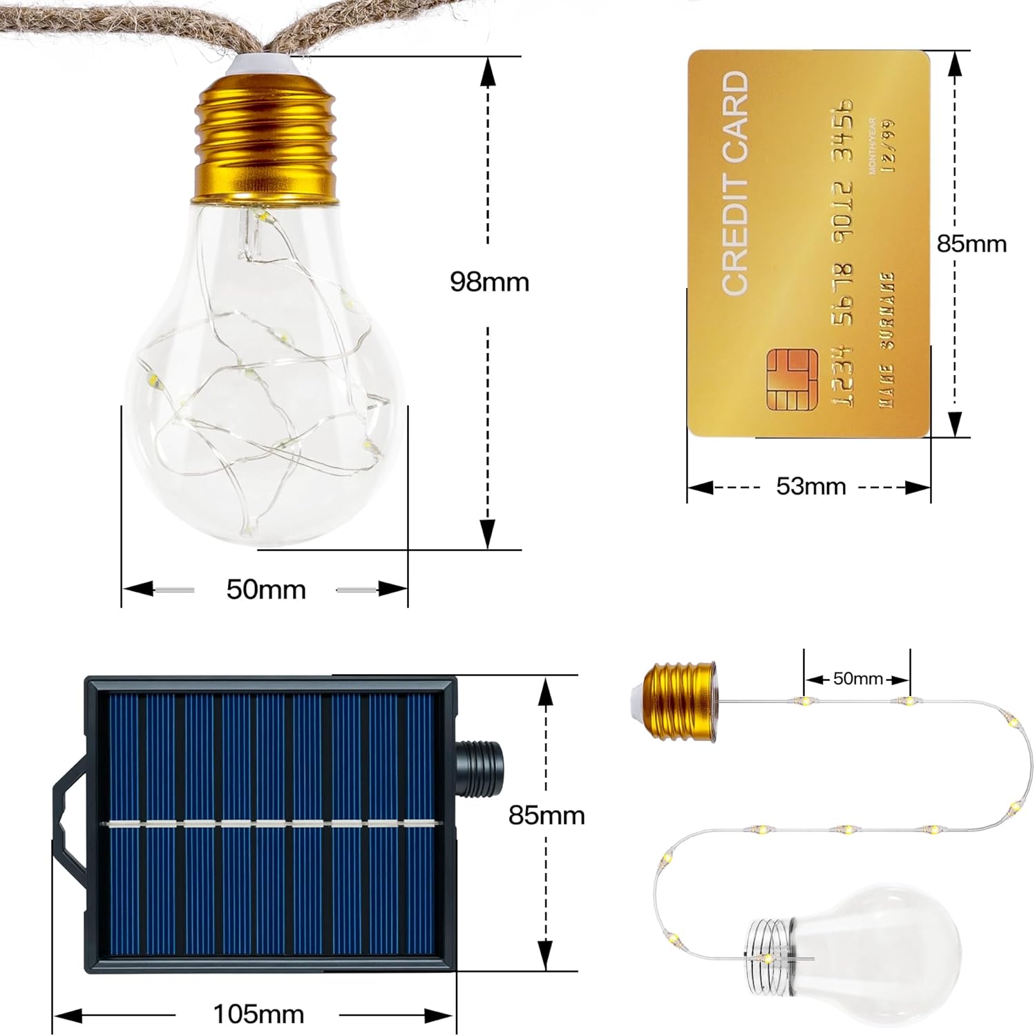 Ollny Solar Lichterkette Aussen (USB, 8 Beleuchtungsmodi, Timer Dimmbar, IP45 Wasserdichte)
