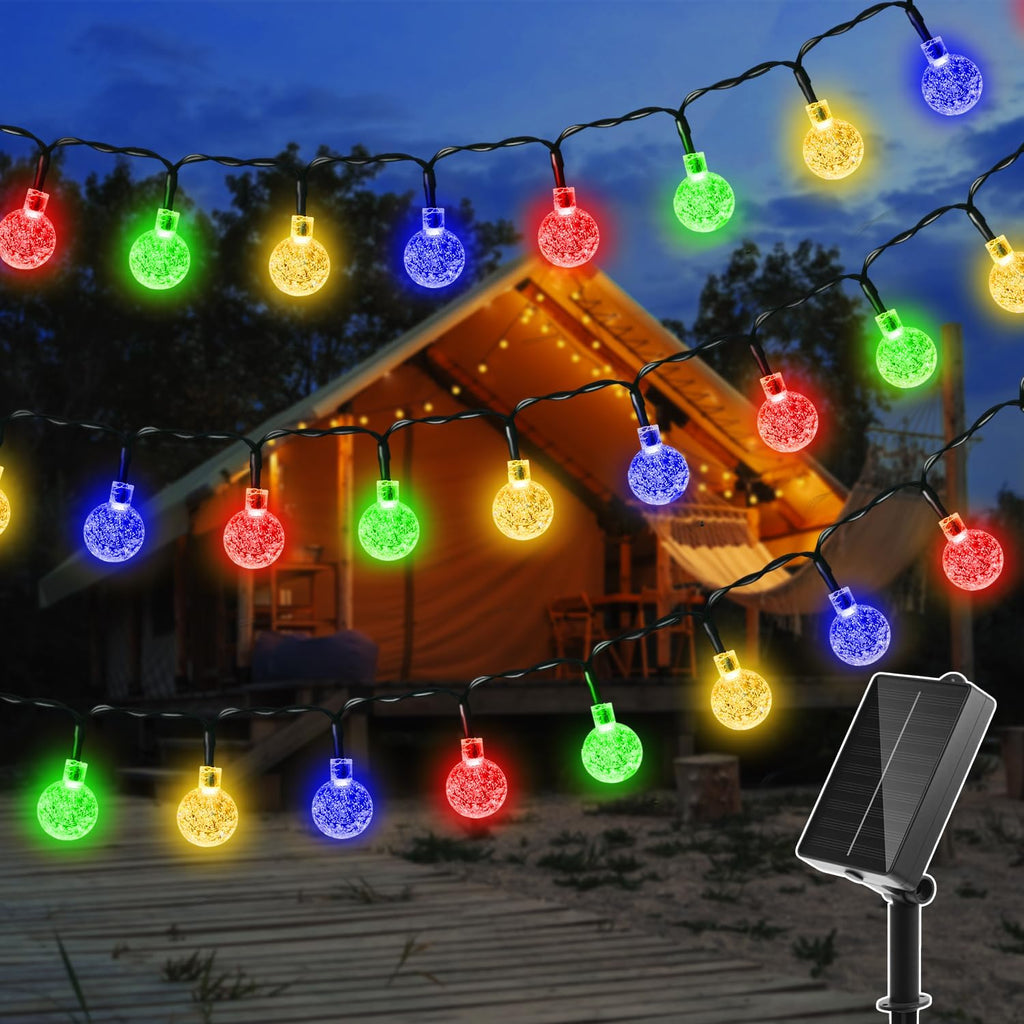 Ollny Solar Lichterkette Aussen(Bunt, 8 Beleuchtungsmodi, IP44 Wasserdichte)