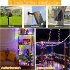 Ollny Solar Lichterkette Aussen(Bunt, 8 Beleuchtungsmodi, IP44 Wasserdichte)