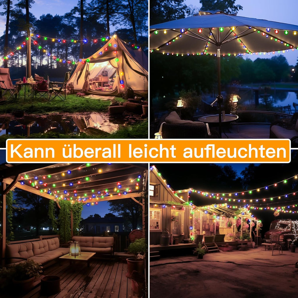 Ollny Solar Lichterkette Aussen(Bunt, 8 Beleuchtungsmodi, IP44 Wasserdichte)