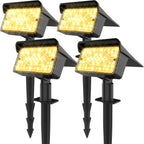 Ollny 60 LEDs Solarstrahler für Außen (Warmweiß, 3 Beleuchtungsmodi, IP65 Wasserdichte)
