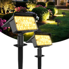 Ollny 60 LEDs Solarstrahler für Außen (Warmweiß, 3 Beleuchtungsmodi, IP65 Wasserdichte)