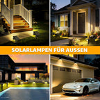 Ollny 60 LEDs Solarstrahler für Außen (Warmweiß, 3 Beleuchtungsmodi, IP65 Wasserdichte)