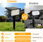 Ollny 60 LEDs Solarstrahler für Außen (Warmweiß, 3 Beleuchtungsmodi, IP65 Wasserdichte)